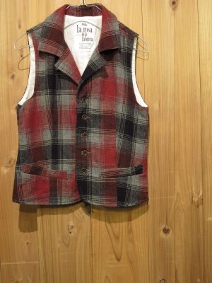 画像1: スペシャルSALE！\１４７００→\６９００ ！  La rosa de la fabrica wool check vest RED