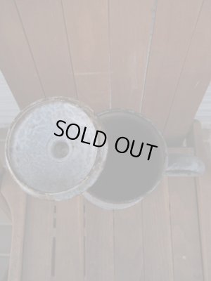 画像5: VINTAGE ビンテージ enamel pot ホーロー ポット 琺瑯 グレー