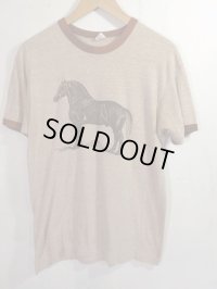 USA 70s Vintage Hanes Horse リンガー トリム Tシャツ 馬