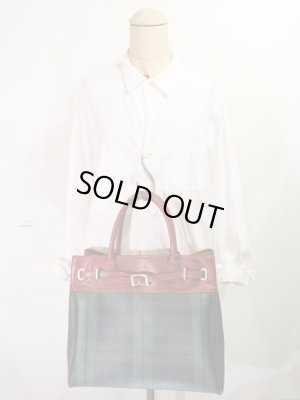 画像2: RALPH LAUREN ラルフローレン レザー×PVC ハンドバッグ ブラックウォッチ