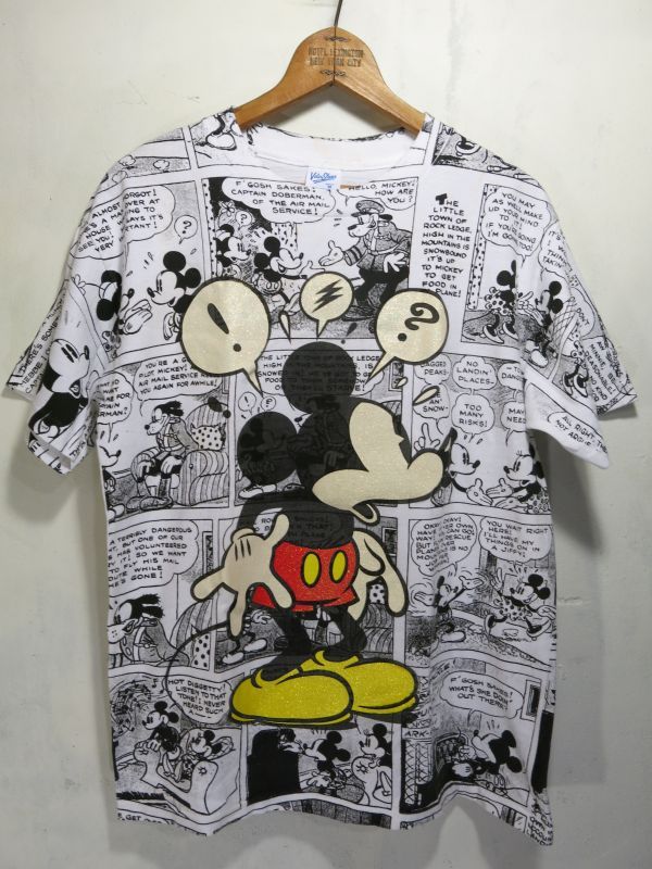 USA製 80s Vintage MICKEY ビンテージ 総柄 コミカライズ ミッキー Tシャツ ディズニー - hummingbird