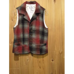 画像: スペシャルSALE！\１４７００→\６９００ ！  La rosa de la fabrica wool check vest RED