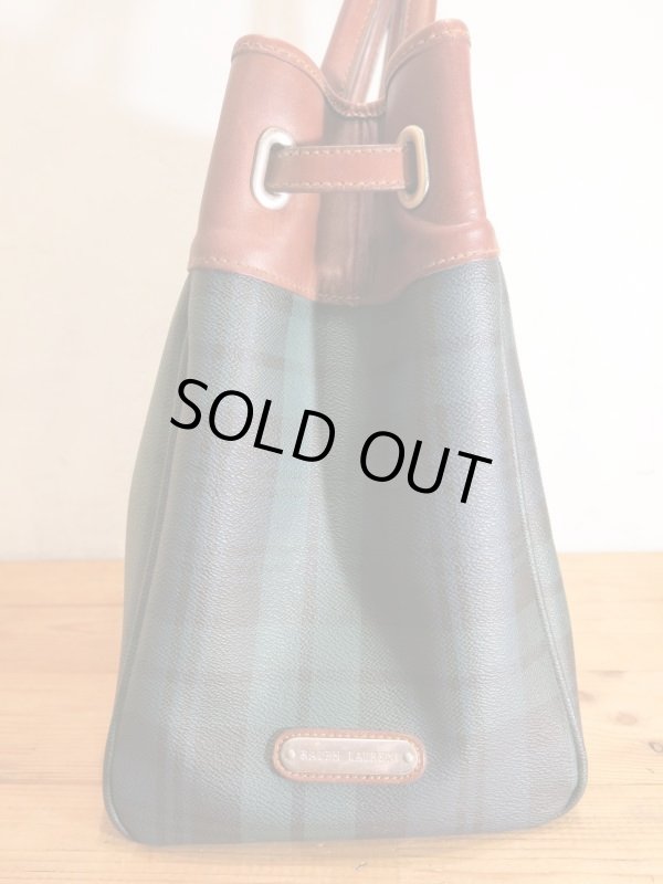 画像3: RALPH LAUREN ラルフローレン レザー×PVC ハンドバッグ ブラックウォッチ